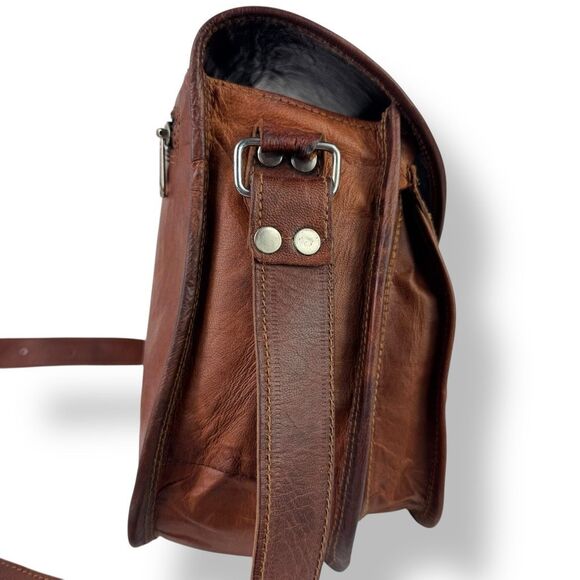 Komal’s Passion Leather Saddle Bag Crossbody Buffalo Leather Rustic Handmade - Picture 7 of 13